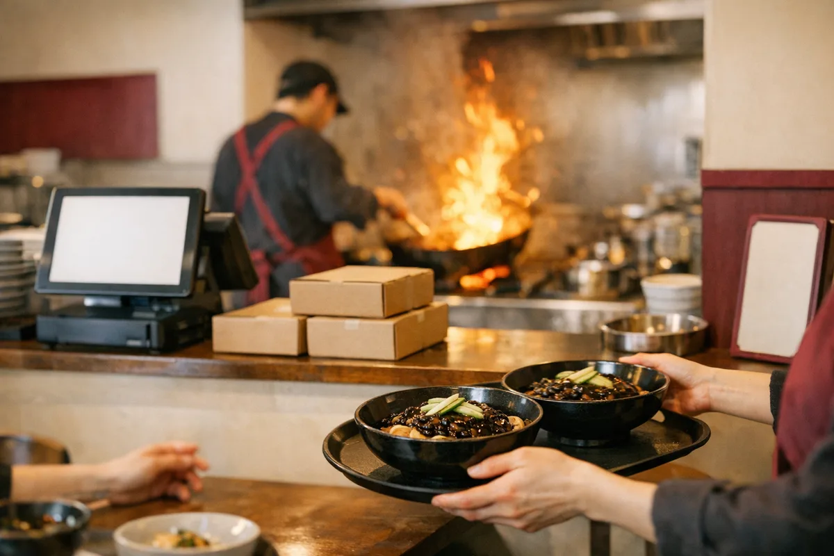 중식당 매장의 포스기 결제 장면