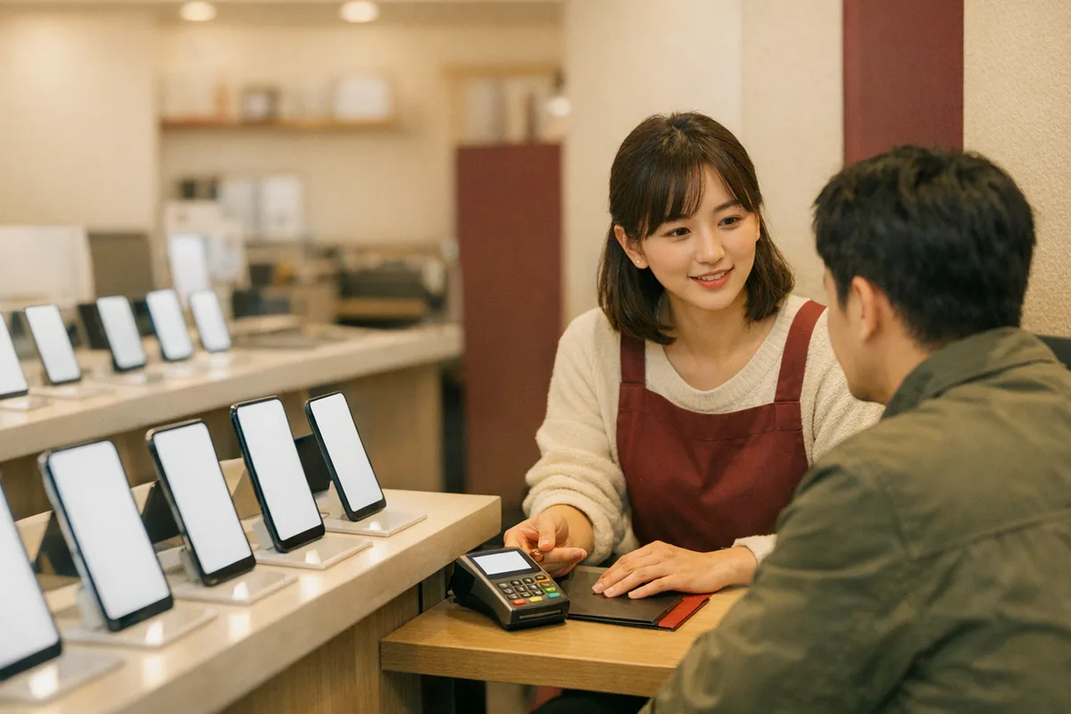 컴퓨터매장 매장의 포스기 결제 장면