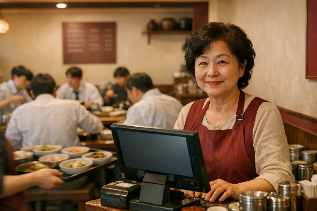백숙·오리요리 매장의 포스기 결제 장면