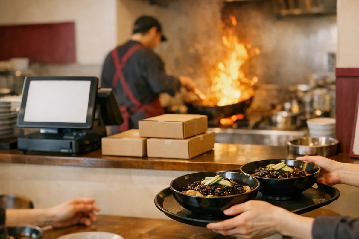 마라탕집 매장의 포스기 결제 장면