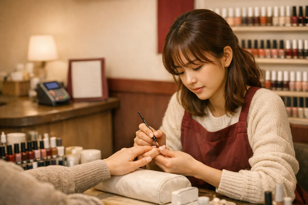 네일샵 매장의 포스기 결제 장면