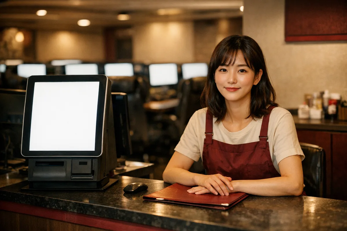 PC방 매장의 포스기 결제 장면
