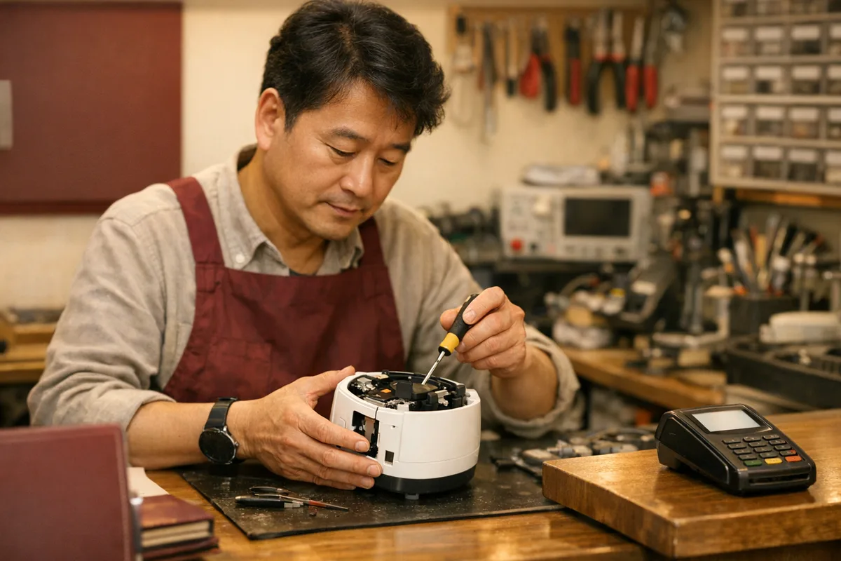 컴퓨터수리점 매장의 포스기 결제 장면