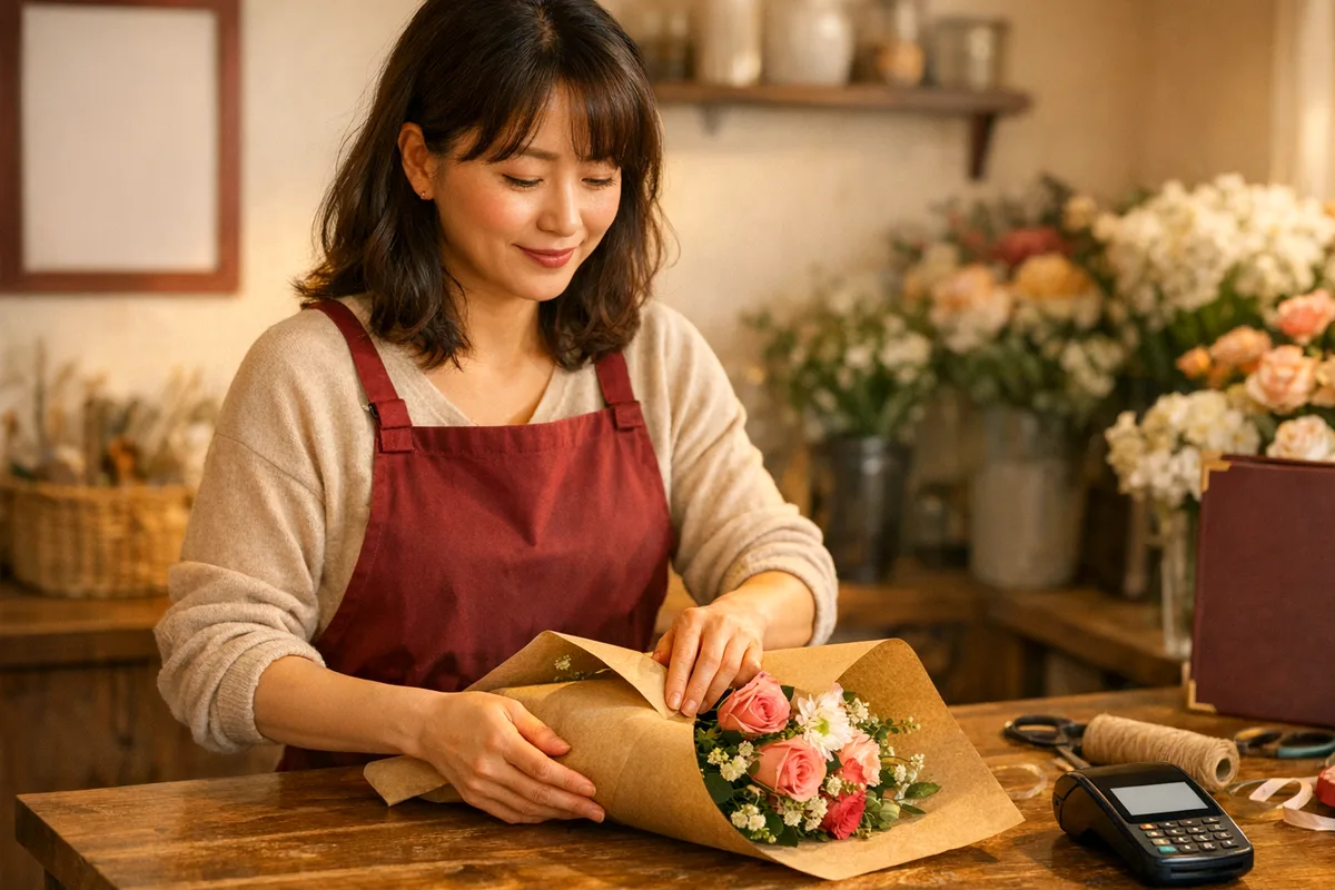 기념품샵 매장의 포스기 결제 장면