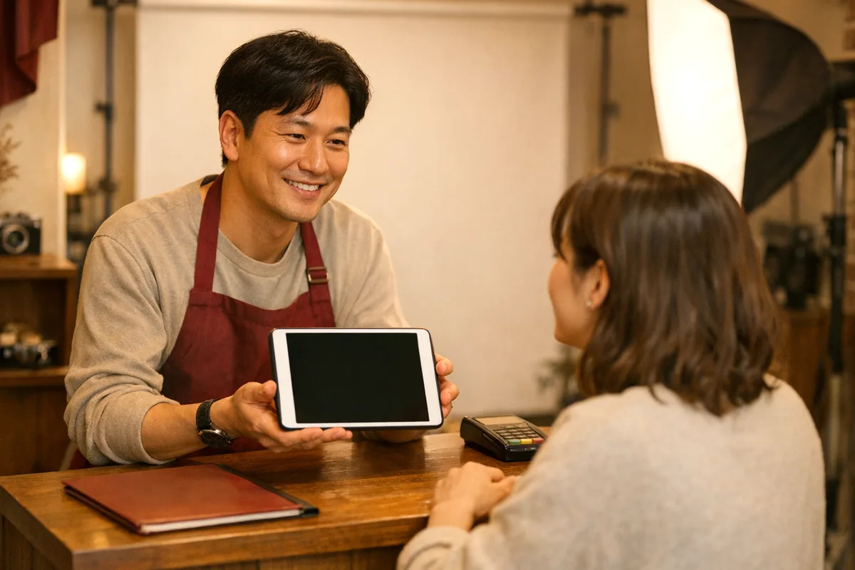 문구점 매장의 포스기 결제 장면